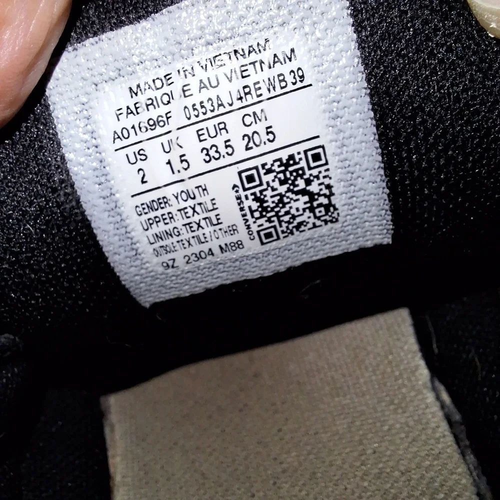 Converse All Star Low Top‎ Sneakers Kids Size US 2 / UK 1.5 Black A01696F Chuck